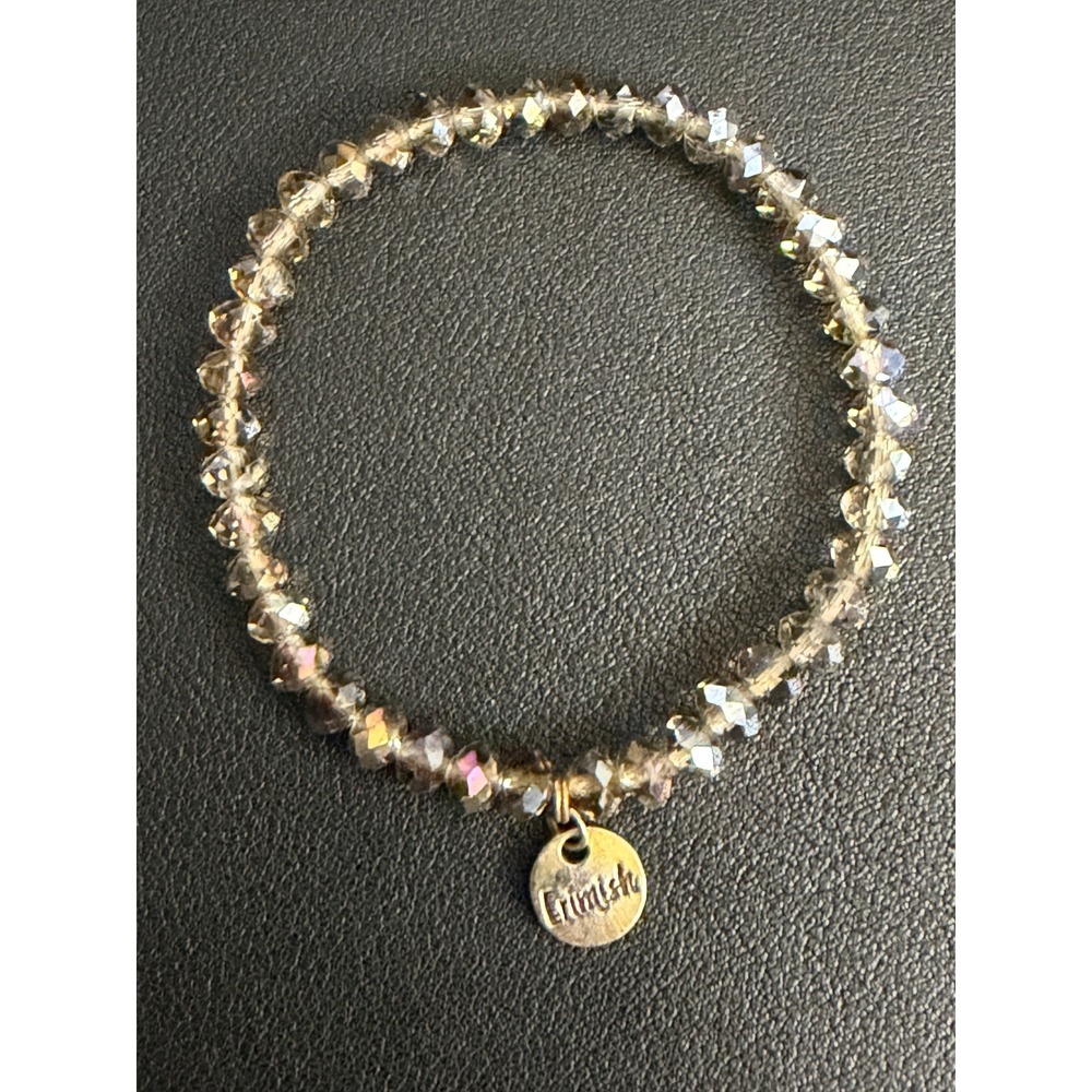 Erimish Bracelet Smoky Iridescent Faceted Glass Beaded Stretch